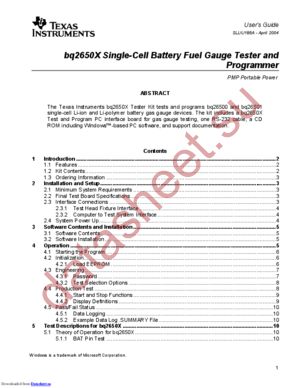 BQ2650X-TESTER datasheet  