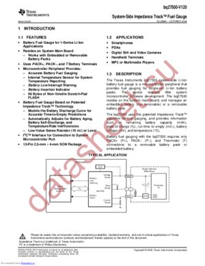 BQ27500DRZT-V120G4 datasheet  