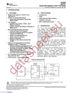 BQ27500DRZR-V100G4 datasheet  