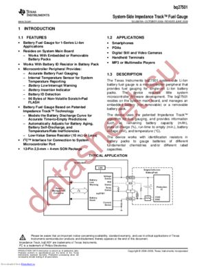 BQ27501EVM datasheet  