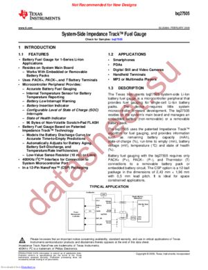 BQ27505YZGT-J1 datasheet  