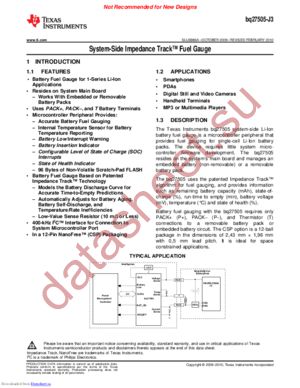 BQ27505YZGT-J3 datasheet  