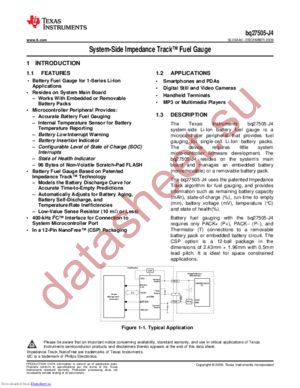 BQ27505YZGR-J4 datasheet  