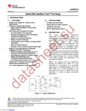 BQ27505YZGR-J5 datasheet  