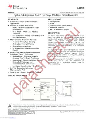 BQ27510DRZTG4 datasheet  