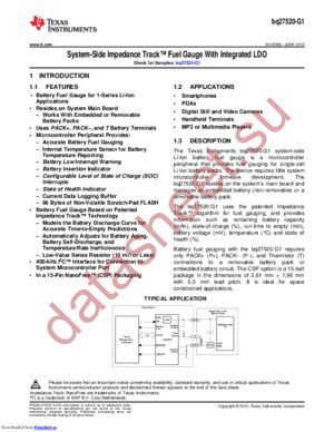 BQ27520YZFR-G1 datasheet  