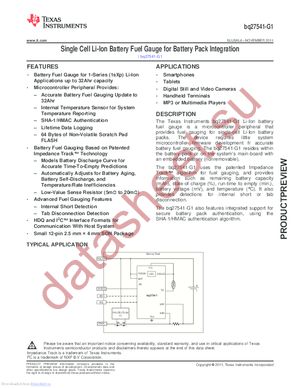 BQ27541-G1 datasheet  