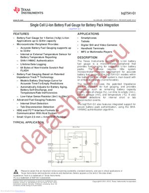 bq27541DRZR-G1 datasheet  