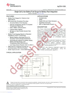 BQ27541DRZT-V200 datasheet  