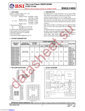 BS62LV4006STC70 datasheet  