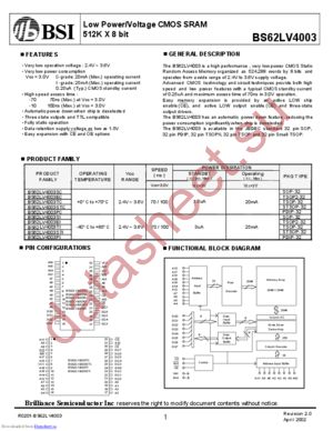 BS62LV4003-10 datasheet  