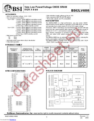 BS62LV4007EI-55 datasheet  