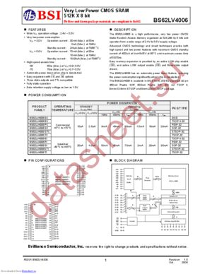 BS62LV4006ECG70 datasheet  