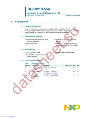 BUK9219-55A,118 datasheet  