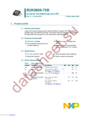 BUK9606-75B /T3 datasheet  