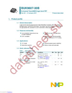 BUK9607-30B /T3 datasheet  