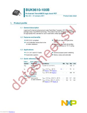 BUK9610-100B /T3 datasheet  