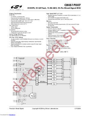 C8051F017R datasheet  