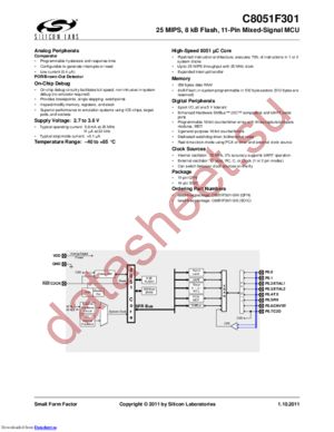 C8051F301-GMR datasheet  