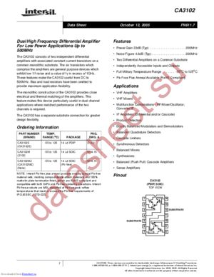 CA3102W datasheet  