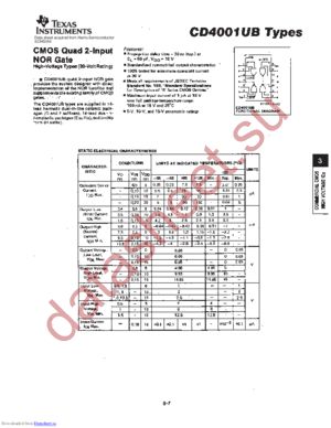 CD4001UB Types datasheet  