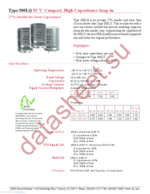 80LQ391M450A032 datasheet  