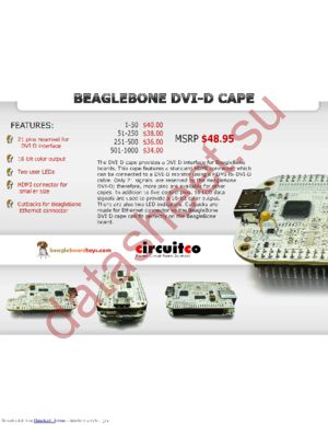 BEAGLEBONE DVI-D CAPE datasheet  