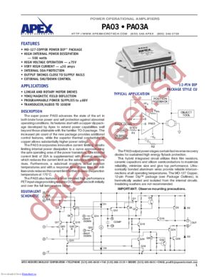 PA03A datasheet  