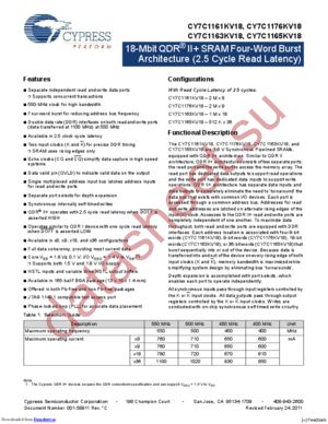 CY7C1163KV18-400BZI datasheet  