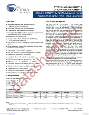 CY7C1165V18 datasheet  