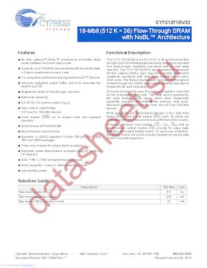 CY7C1371DV33-133AXI datasheet  