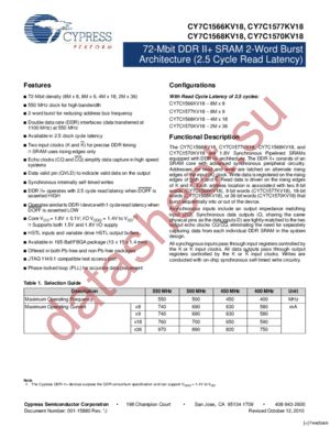 CY7C1568KV18-400BZXC datasheet  