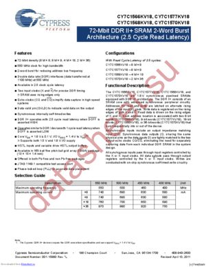 CY7C1568KV18-400BZXI datasheet  