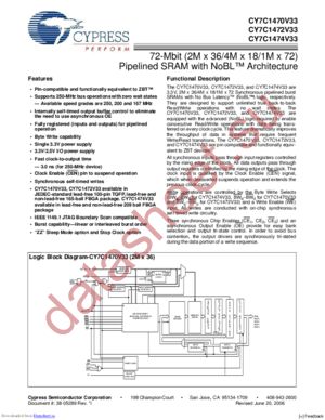 CY7C1474V33-250BGXI datasheet  