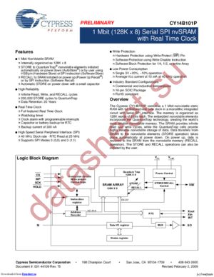 CY14B101P-SFXIT datasheet  