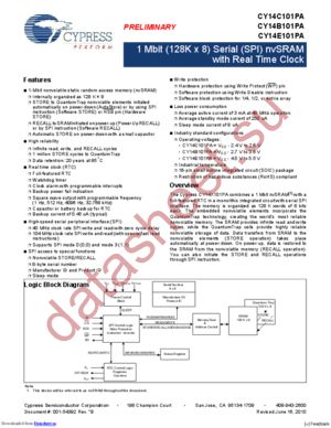 CY14C101PA-SFXI datasheet  