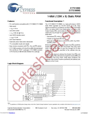 CY7C109D10VXI datasheet  