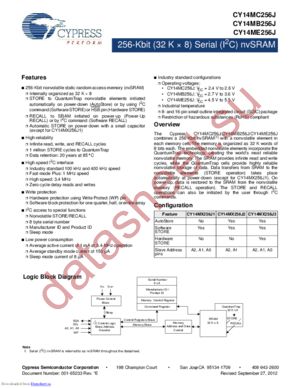 CY14MB256J2-SXI datasheet  