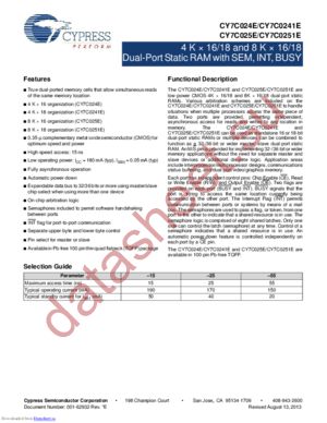 CY7C024E-55AXC datasheet  