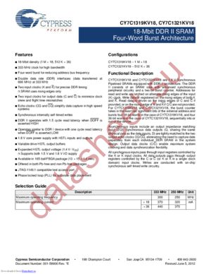 CY7C1321KV18-333BZC datasheet  