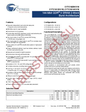 CY7C1612KV18-333BZC datasheet  