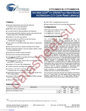 CY7C1665KV18-450BZXC datasheet  