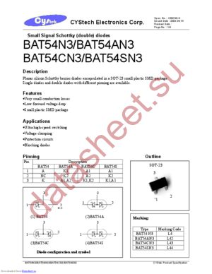 BAT54AN3 datasheet  