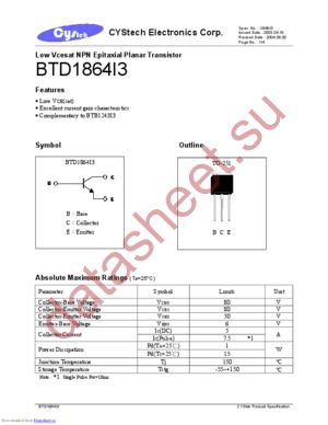 BTD1864I3 datasheet  