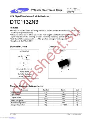DTA113ZN3 datasheet  