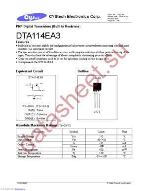 DTA114EA3 datasheet  