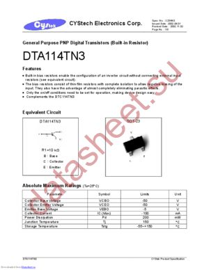 DTA114TN3 datasheet  