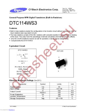 DTA114WS3 datasheet  