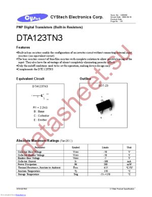 DTA123TN3 datasheet  