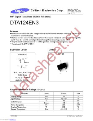 DTA123YN3 datasheet  